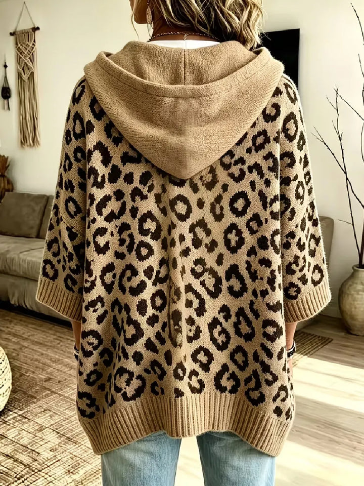 Jocasta - Suéter de punto con estampado de leopardo de corte oversize
