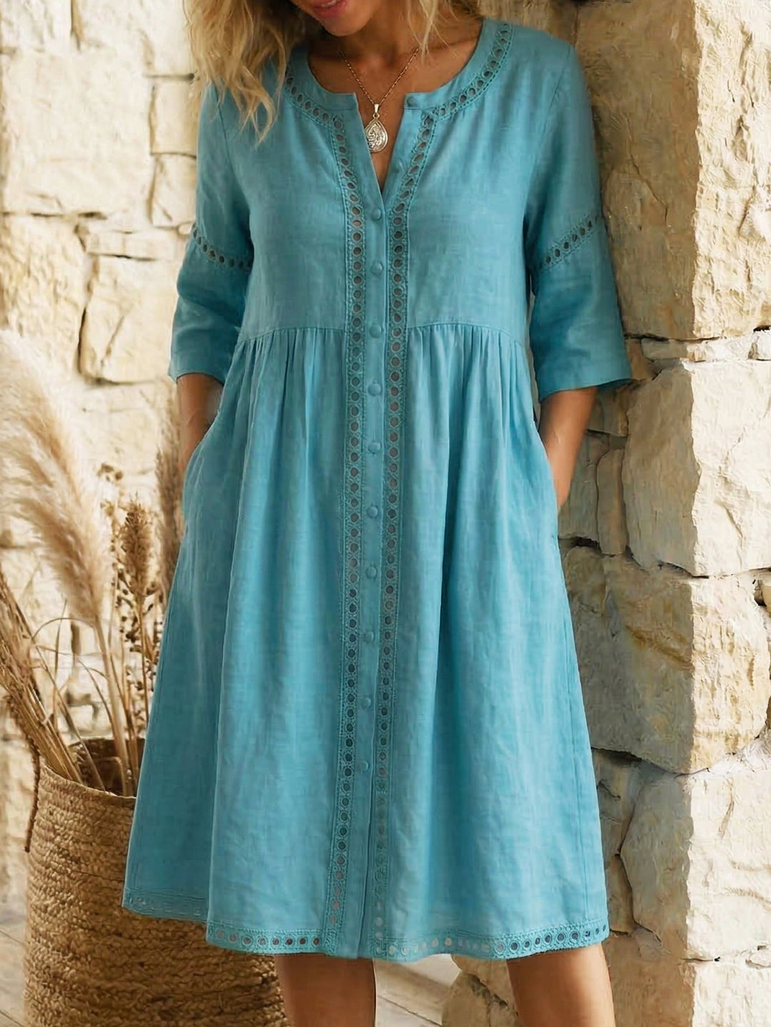 Harlow - Vestido midi de lino premium