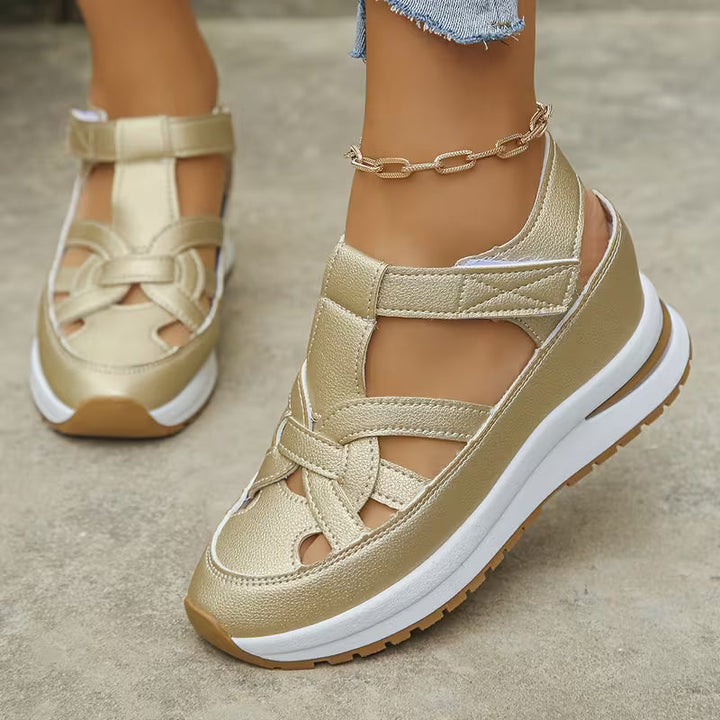 Novessia - Sandalias de cuña con plataforma y detalle calado