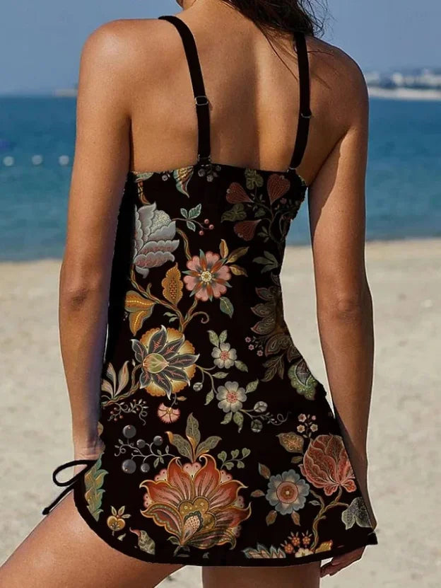 Ysoria - Conjunto de traje de baño estampado con escote halter