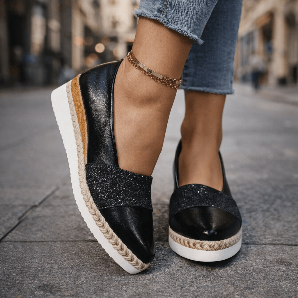 Kirsty - Zapatillas de cuña brillantes