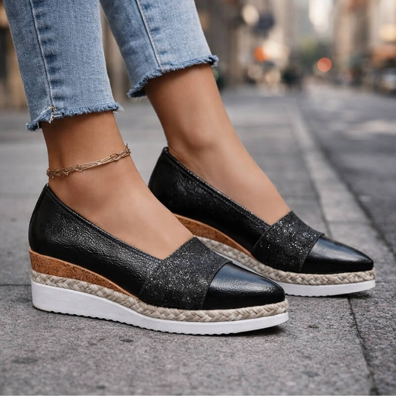 Kirsty - Zapatillas de cuña brillantes