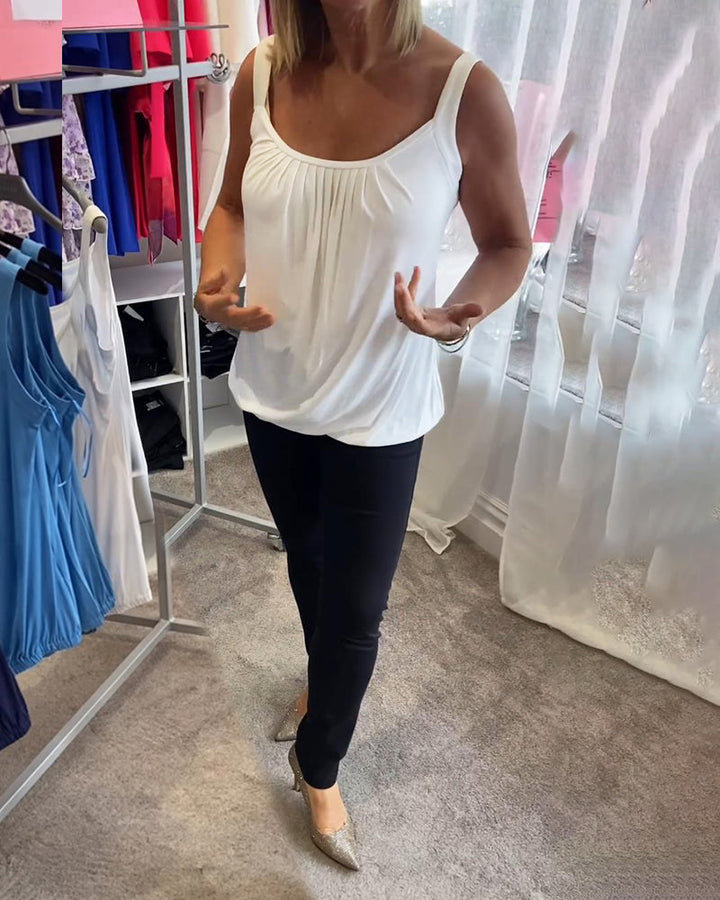 Corina - Top sin mangas con escote en U, suave al tacto