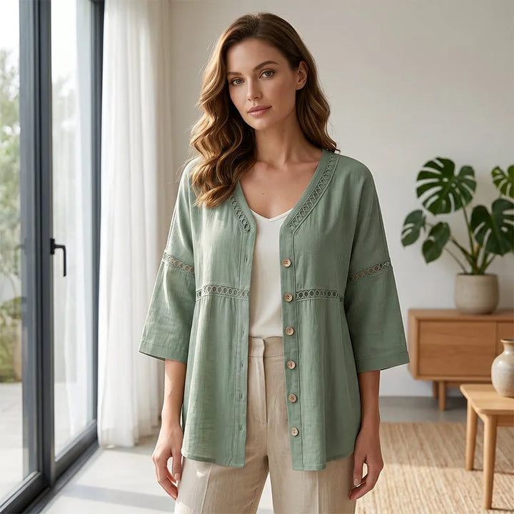 Ardena - Blusa bordada con botones