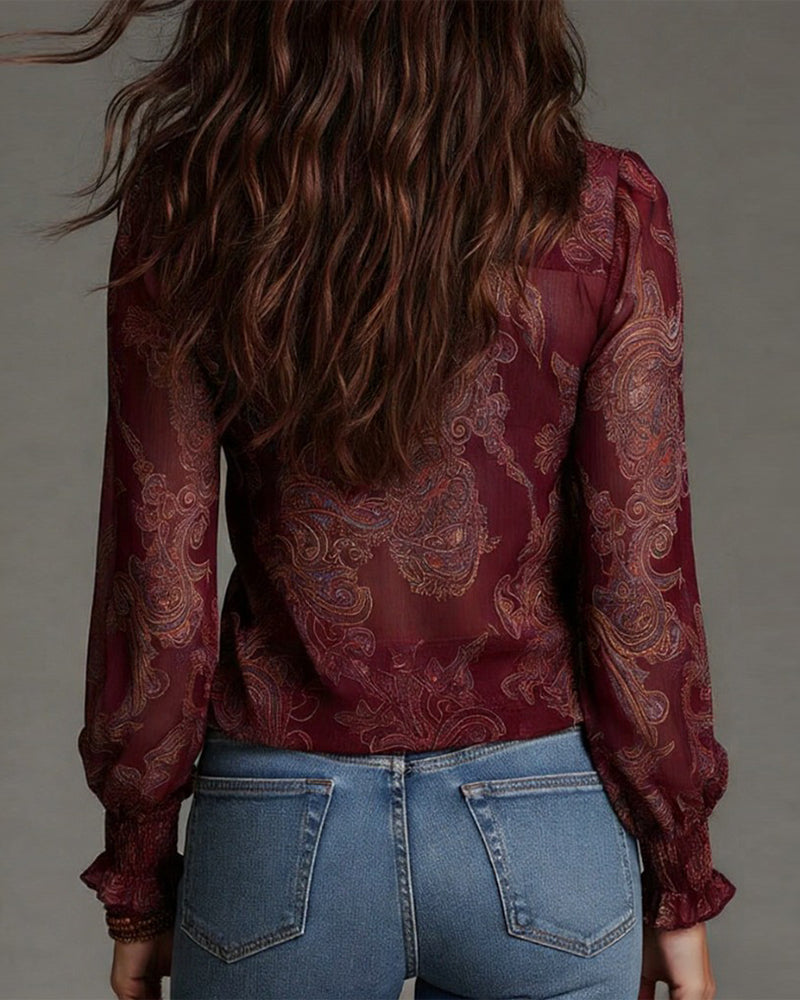 Norina - Blusa con escote en V de tacto suave