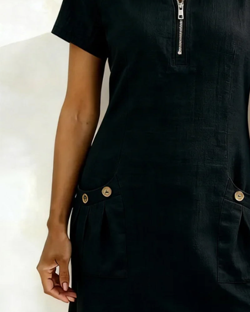 Dariae - Vestido de corte A de mezcla de lino