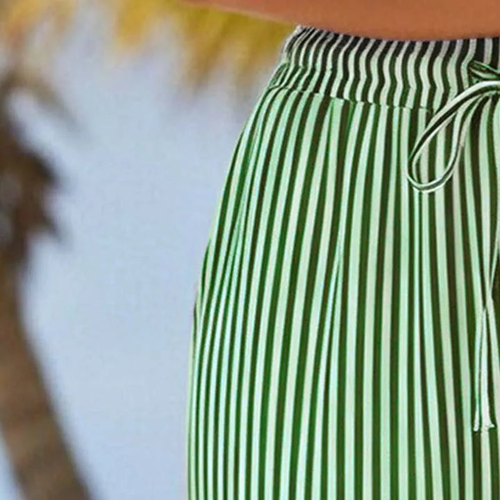 Roselina - Pantalón capri a rayas con cordón ajustable