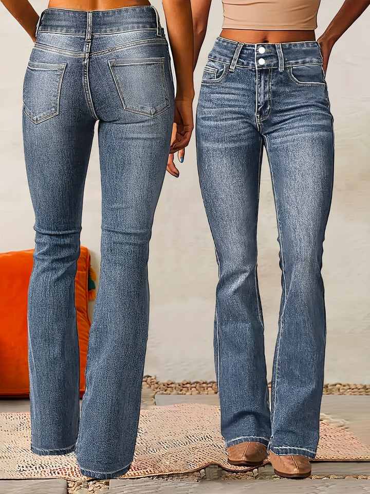 Evarra - Jeans acampanados de tiro alto con stretch suave