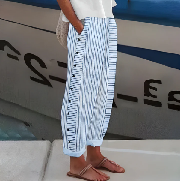 Yareli - Pantalón de pierna ancha a rayas