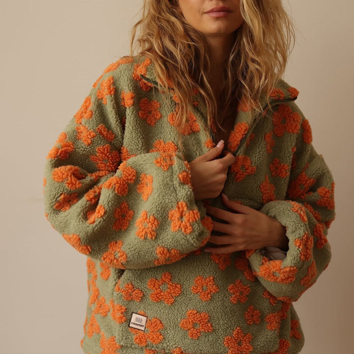 Clemency - Suéter abrigador con forro estampado floral