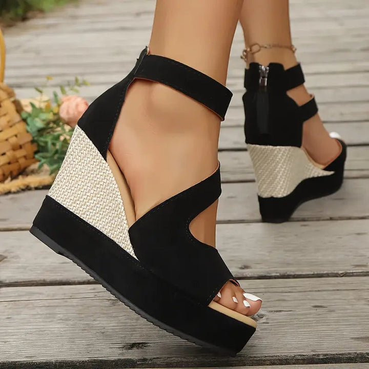 Rosalyn - Sandalias de cuña con tiras cruzadas
