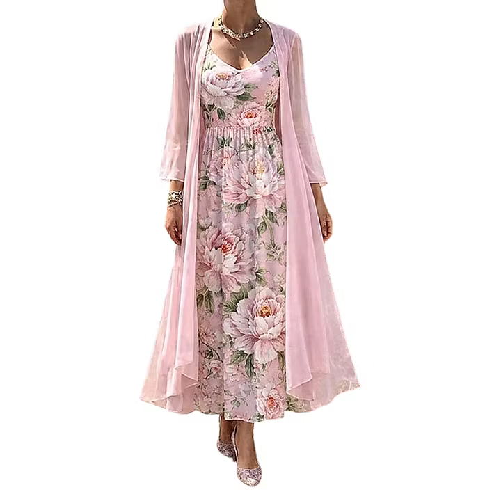 Asteria - Vestido maxi floral de dos piezas