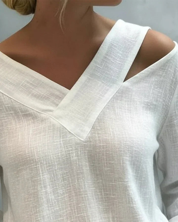 Calira - Top de hombros descubiertos con escote en V y tacto suave