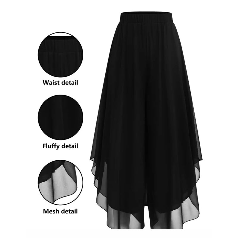 Hope - Pantalón palazzo con superposición de Chiffon