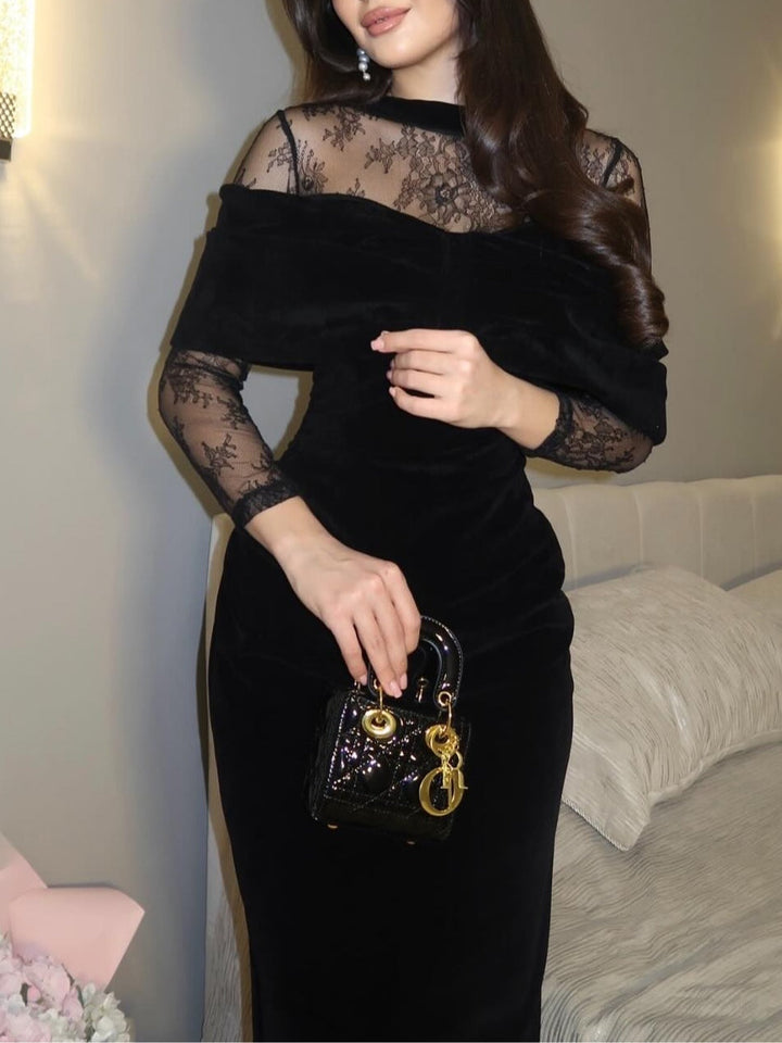 Briony - Vestido de noche de encaje con hombros descubiertos