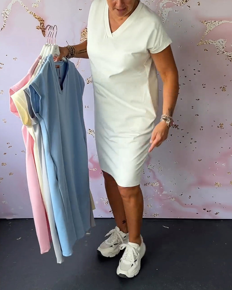Virella - Vestido veraniego con escote en V y tacto suave