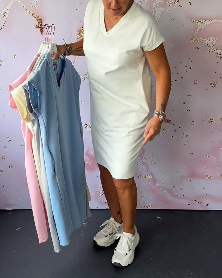 Virella - Vestido veraniego con escote en V y tacto suave