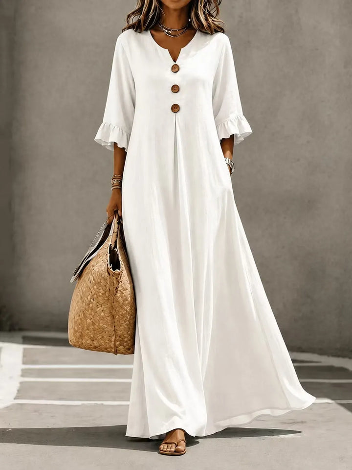 Vesperelle - Vestido maxi estampado de tacto suave con escote en V