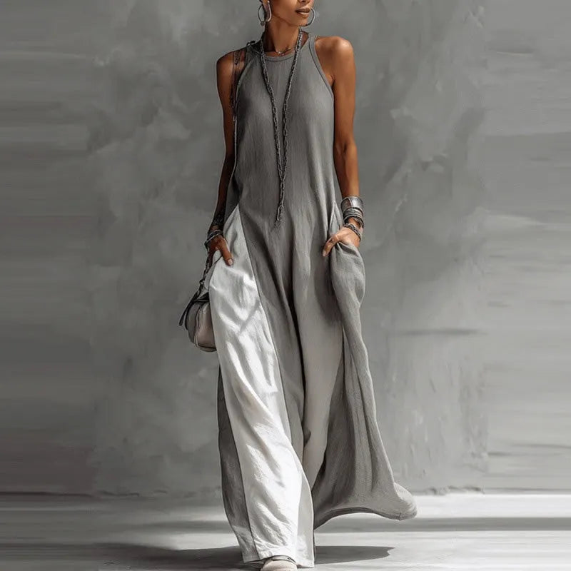 Zarella - Vestido largo con bloques de color de tacto suave