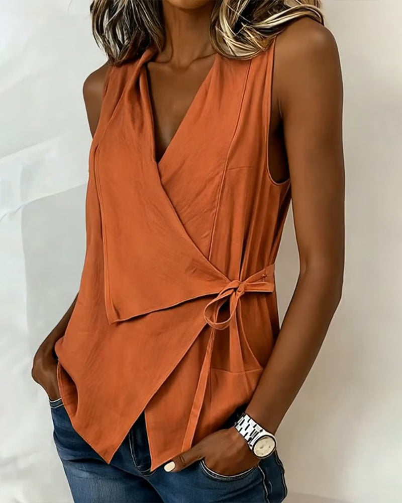 Farren - Blusa cruzada sin mangas