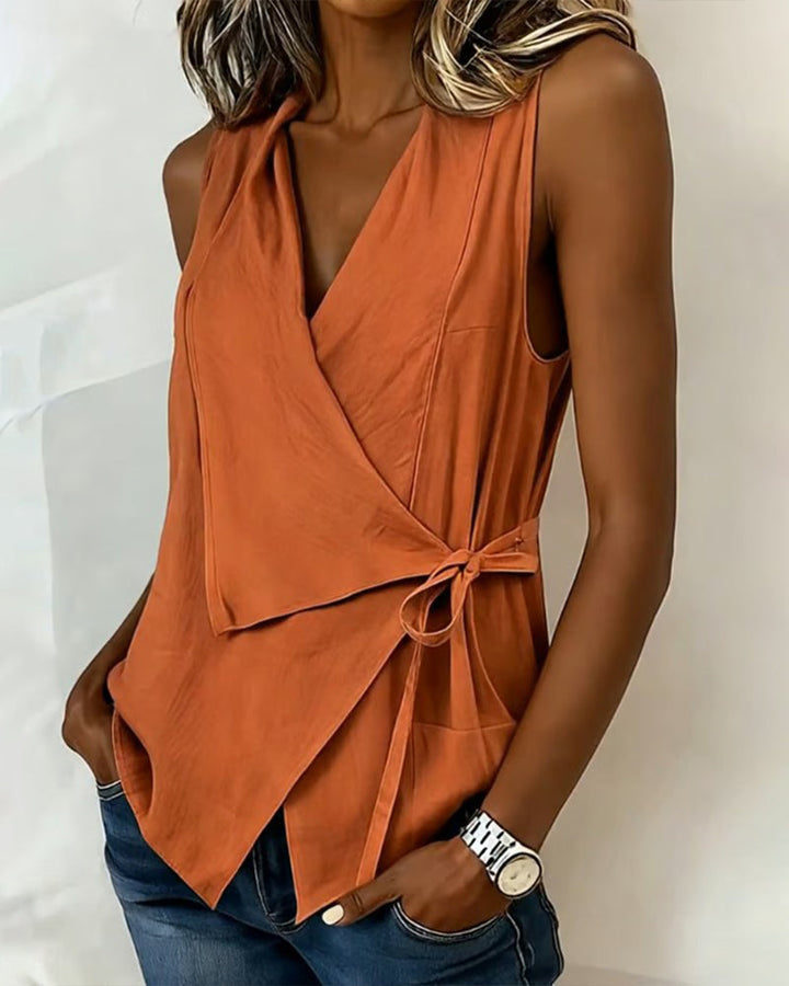 Farren - Blusa cruzada sin mangas