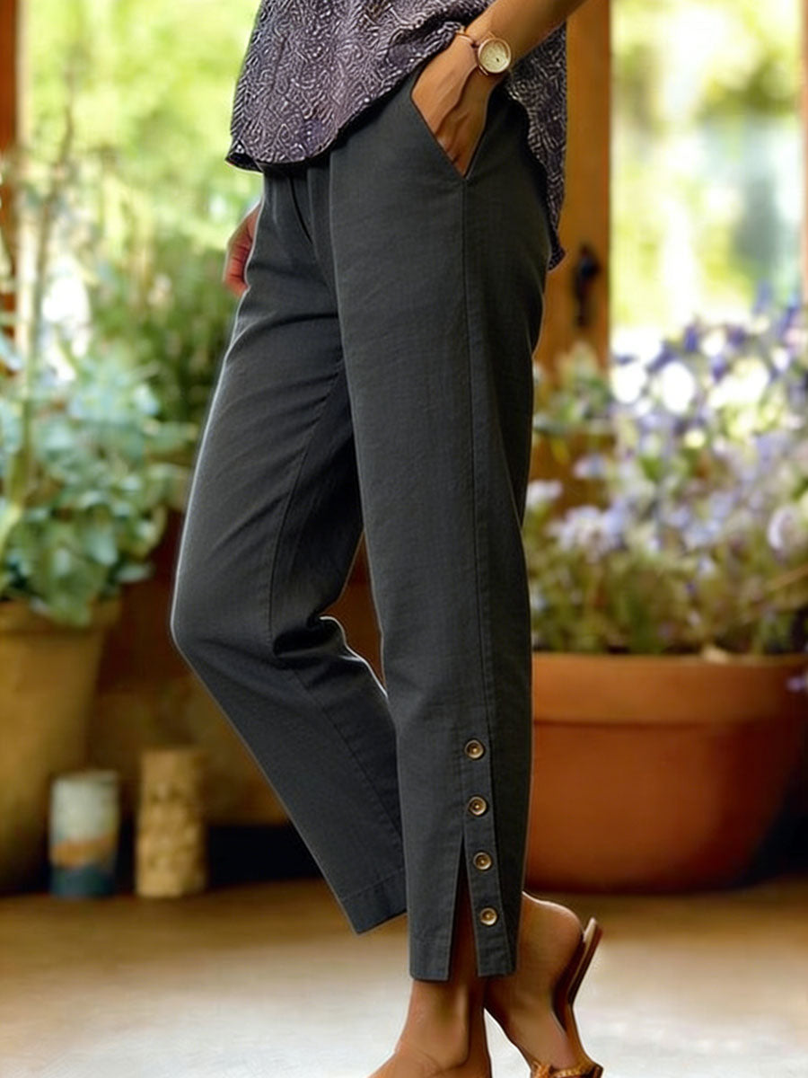 Bellamy - Pantalón tobillero con detalle de botón
