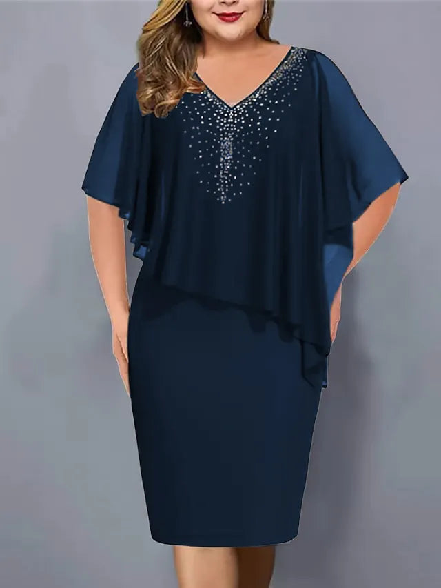 Lirienne - Vestido midi de viscosa con piedras preciosas