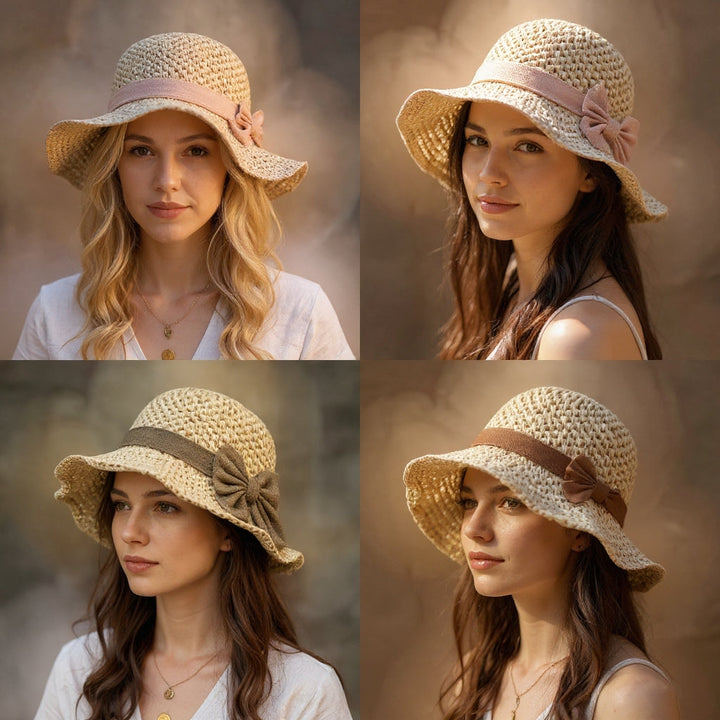 Coralie - Sombrero artesanal para el sol con lazo