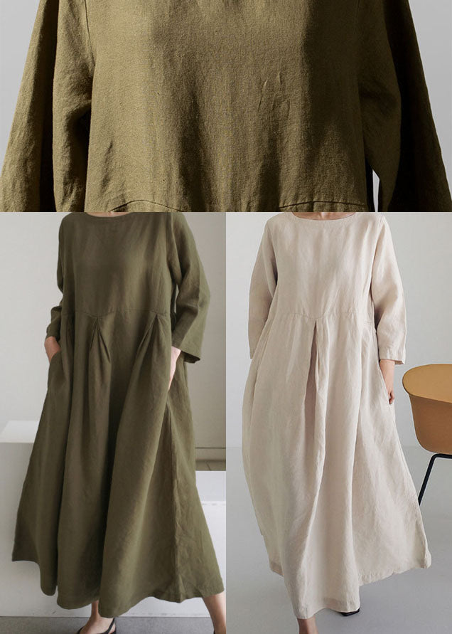 Olive - Vestido de patchwork color oliva