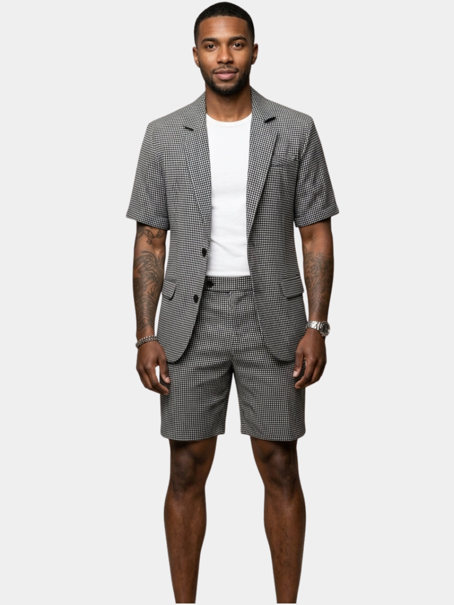 Rufus - Conjunto sastrero de blazer y shorts a cuadros