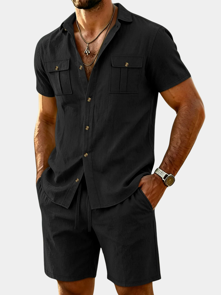 Dunley - Conjunto coordinado de camisa y shorts