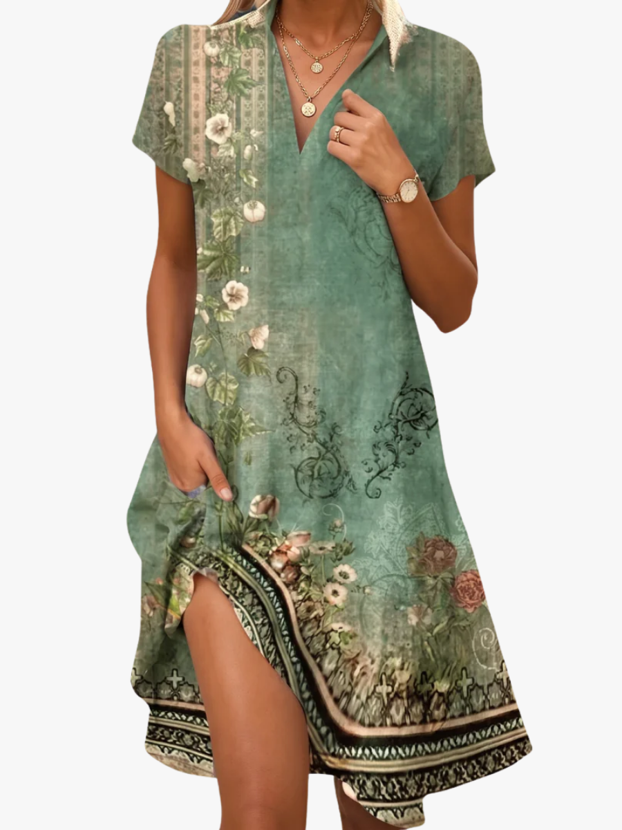 Leorine - Vestido midi floral suave al tacto