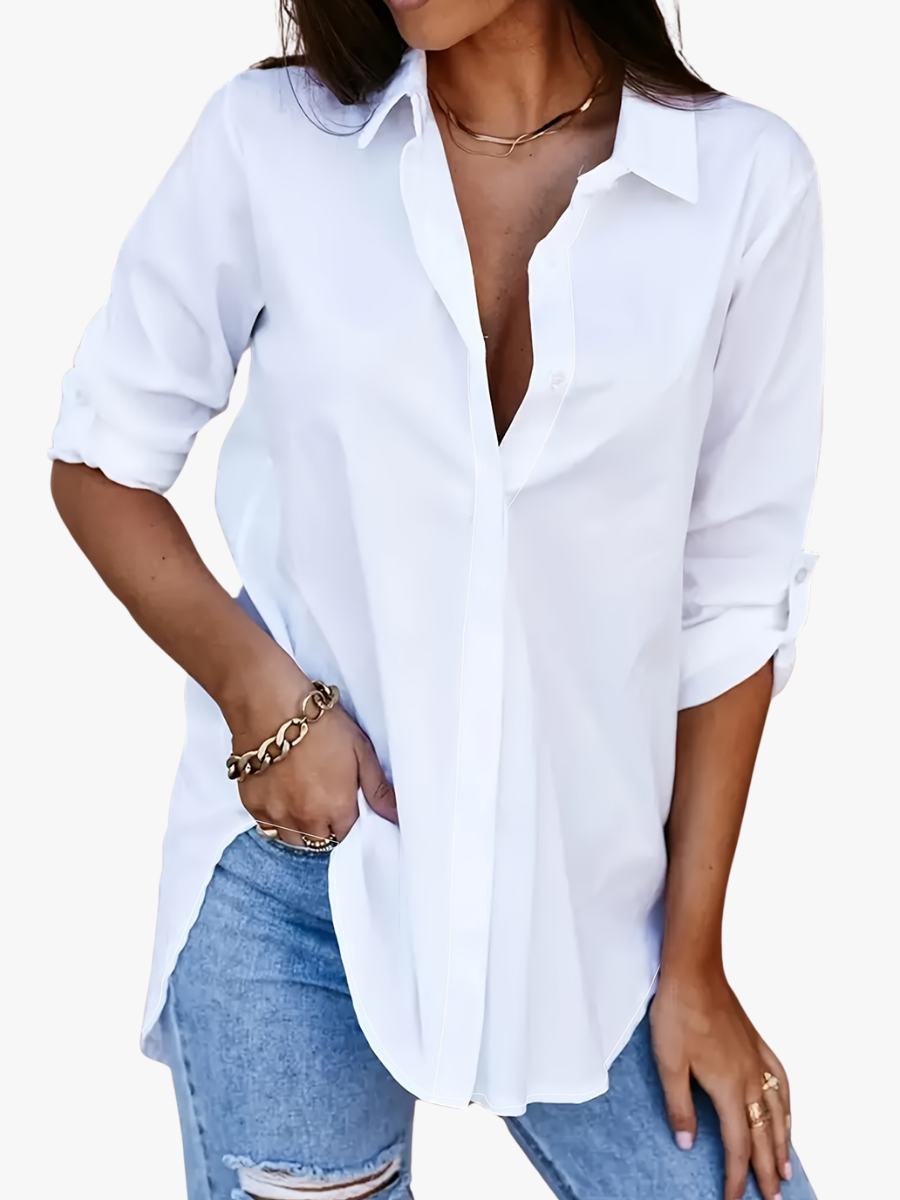 Saskia - Camisa con cuello de solapa de tacto suave