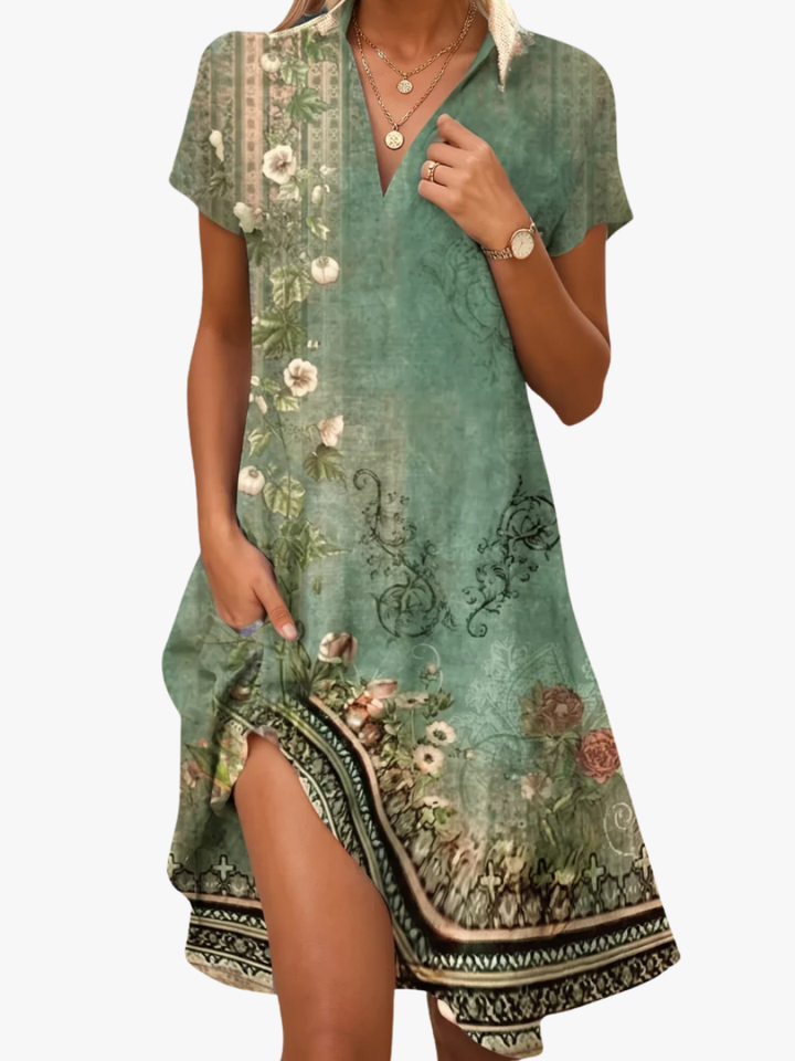 Leorine - Vestido midi floral suave al tacto