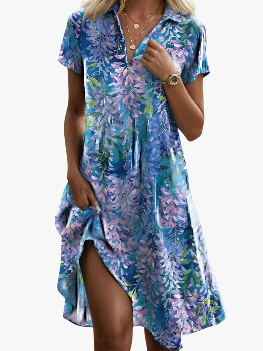 Leorine - Vestido midi floral suave al tacto