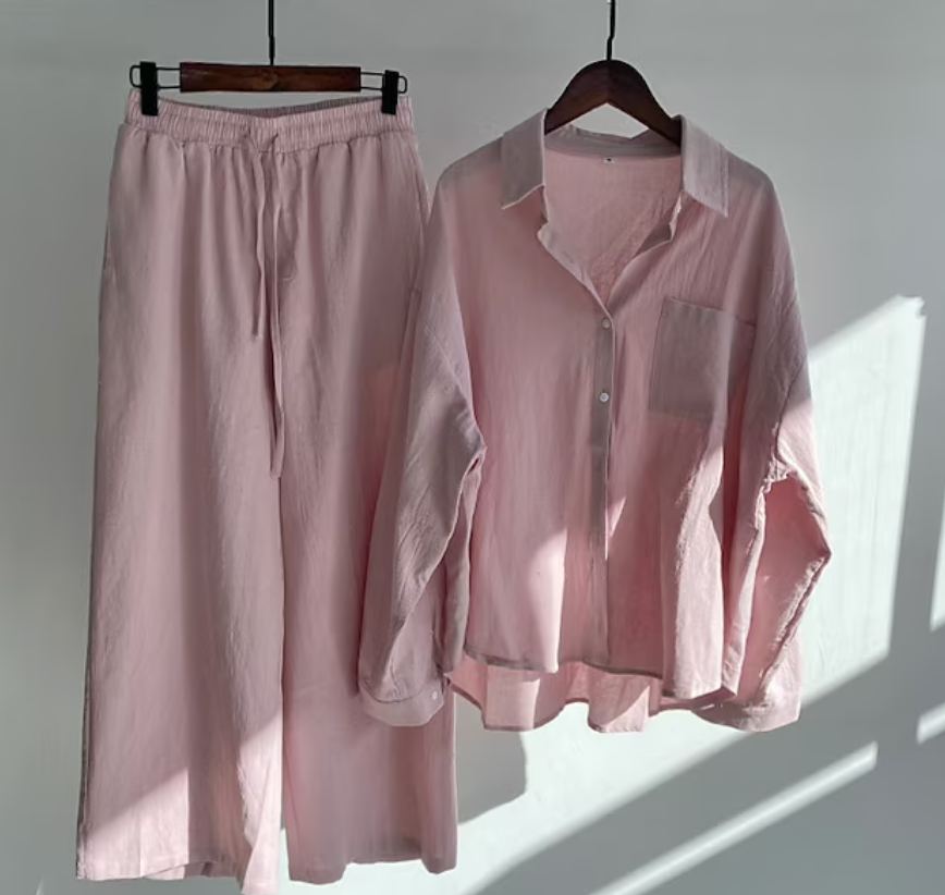 Kairi - Conjunto de blusa oversize y pantalón palazzo
