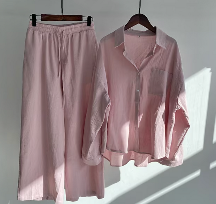 Kairi - Conjunto de blusa oversize y pantalón palazzo