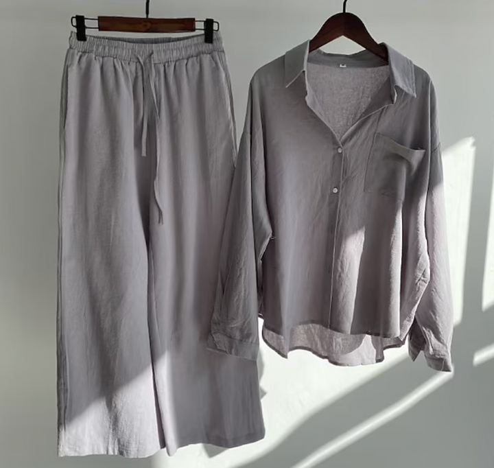 Kairi - Conjunto de blusa oversize y pantalón palazzo