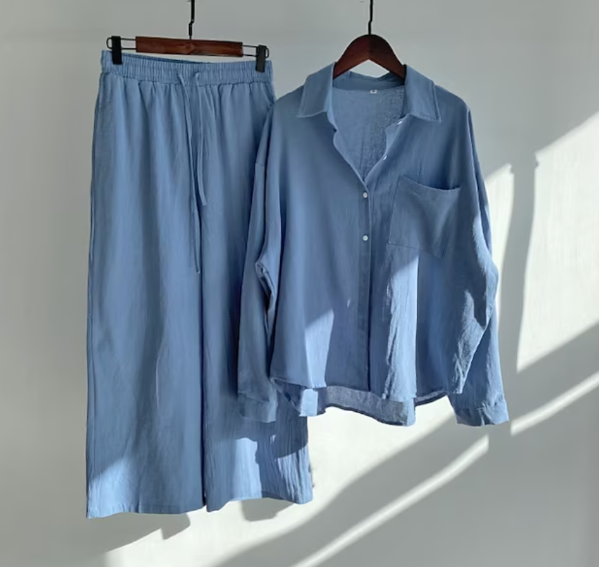 Kairi - Conjunto de blusa oversize y pantalón palazzo