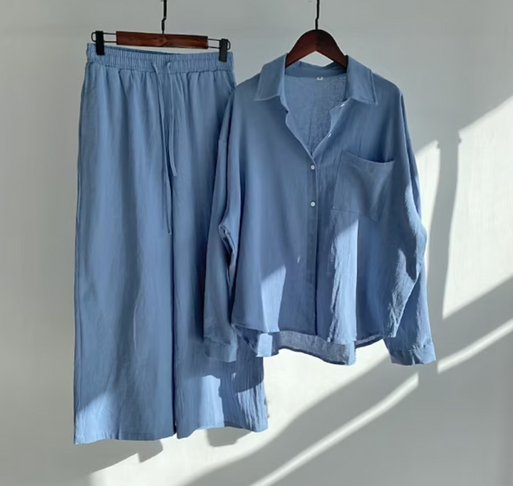 Kairi - Conjunto de blusa oversize y pantalón palazzo