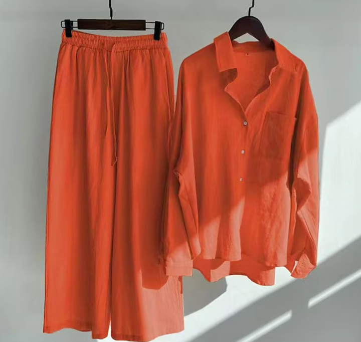 Kairi - Conjunto de blusa oversize y pantalón palazzo