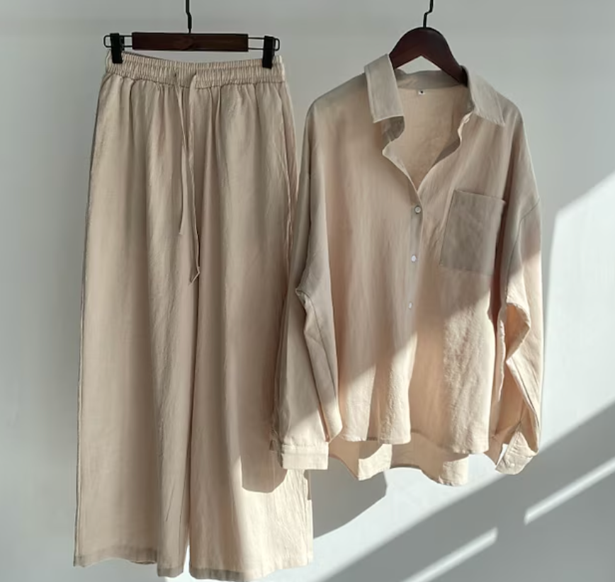 Kairi - Conjunto de blusa oversize y pantalón palazzo