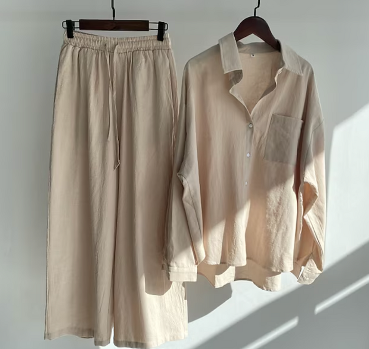 Kairi - Conjunto de blusa oversize y pantalón palazzo