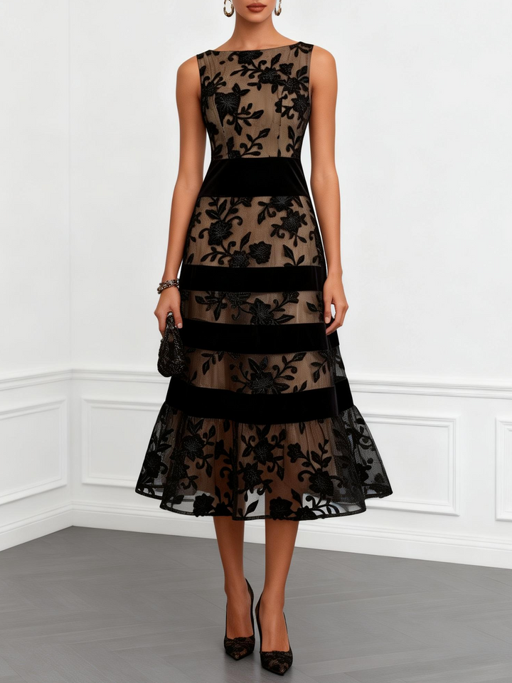 Coraline - Vestido Midi de Malla Floral