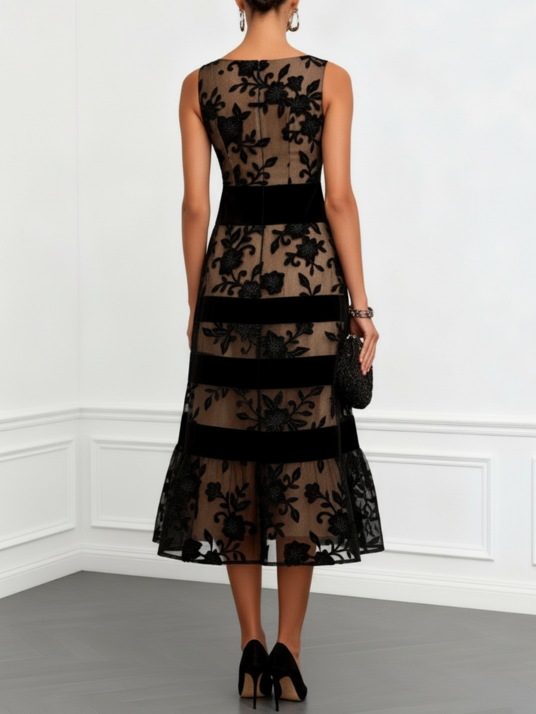 Coraline - Vestido Midi de Malla Floral