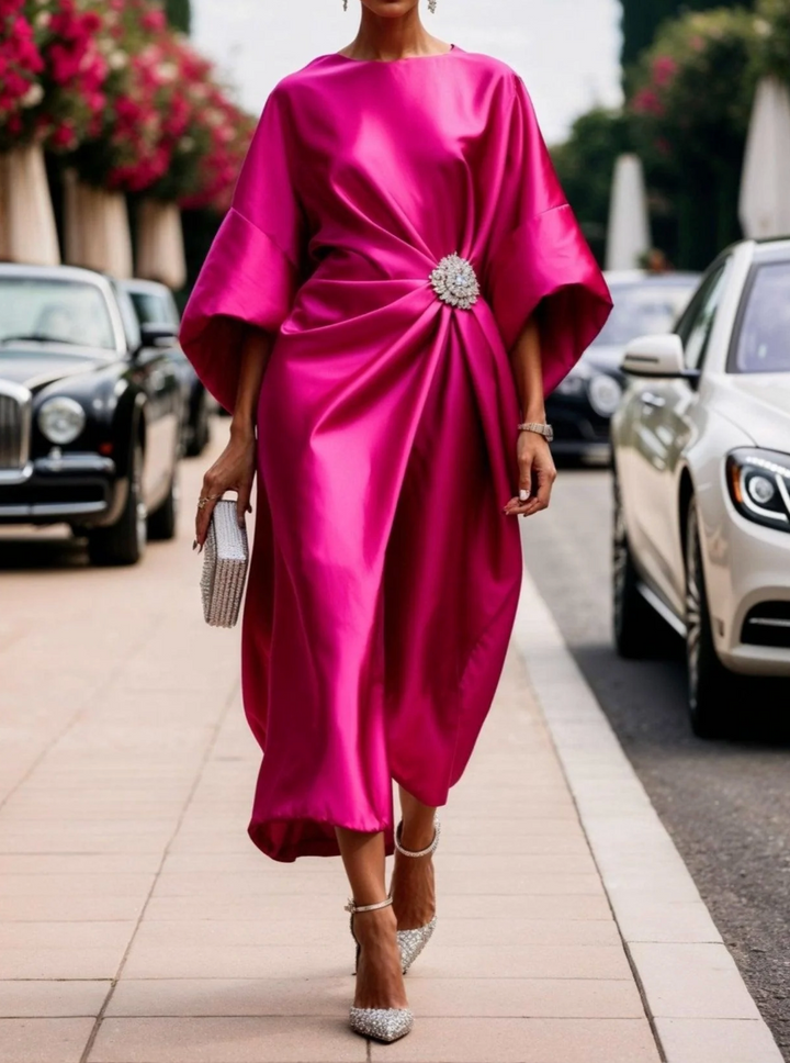 Poppy - Vestido midi drapeado de lujo