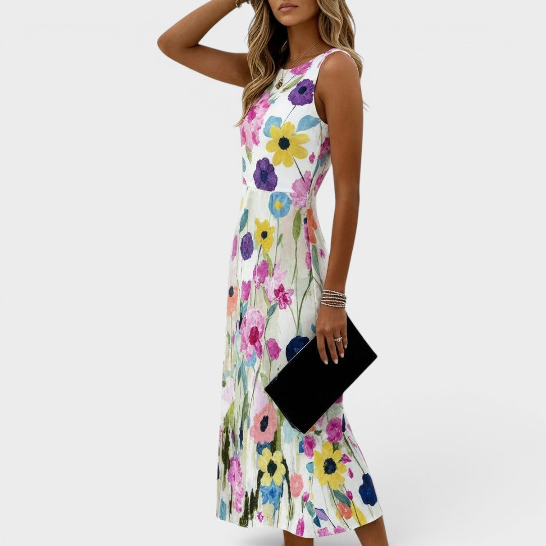 Illyria - Vestido midi floral de tacto suave