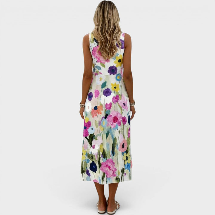 Illyria - Vestido midi floral de tacto suave
