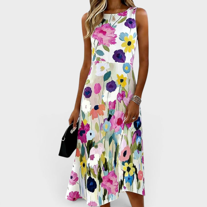 Illyria - Vestido midi floral de tacto suave