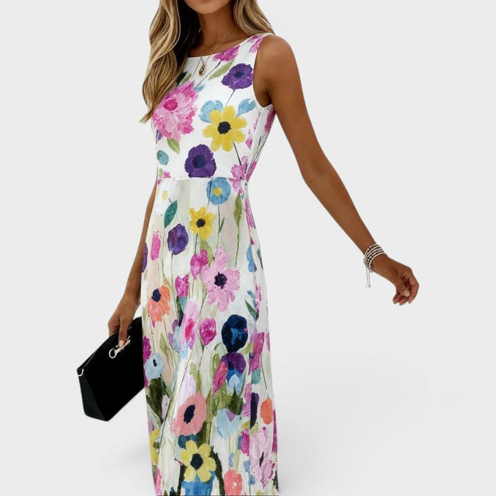 Illyria - Vestido midi floral de tacto suave